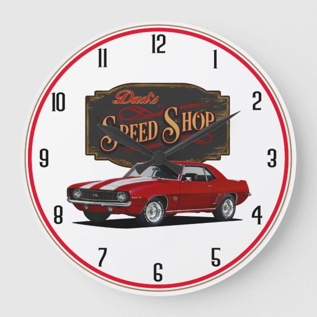 Dad's Camaro Speed Shop Large Clock (Front)