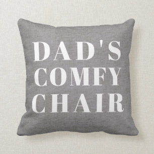 Dad's Chair Grey Linen Father's Day Throw Pillow