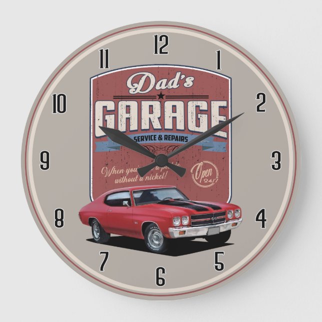 Dad's Chevelle Garage Large Clock (Front)