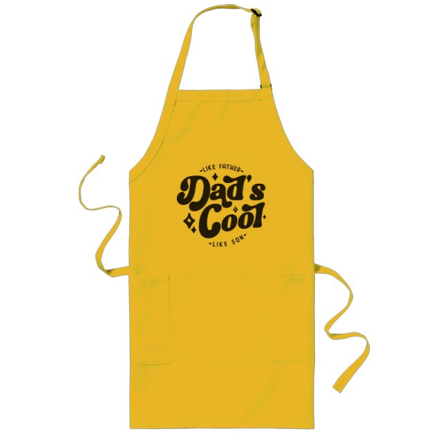  Dad's Cool Funny Dad (Matches Son's Cooler) Long Apron (Front)