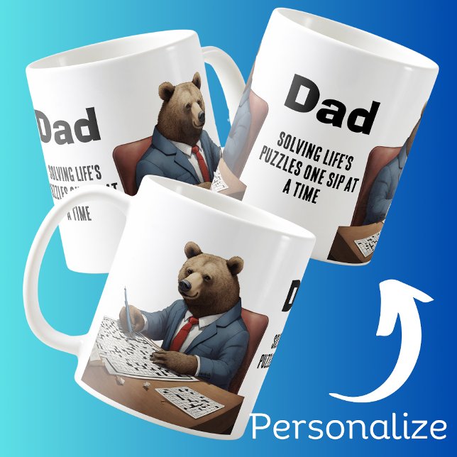 Dad's crossword puzzle Bear in a suit Coffee Mug (Creator Uploaded)