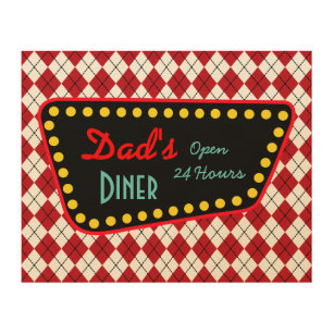 Dad's Diner Father's Day Wood Canvas Gift