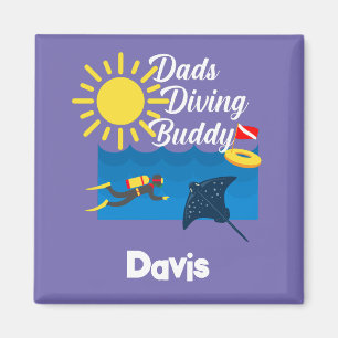 Dads Diving Buddy Design - Magnet Carré