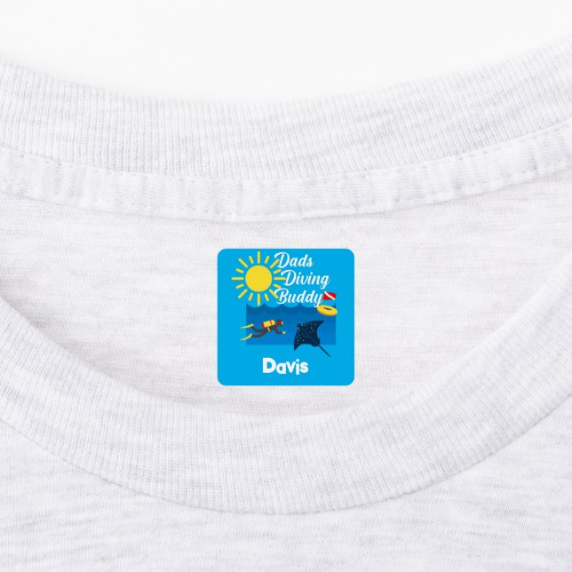 Dads Diving Buddy Design - Small Square Clothing L (Affixed)