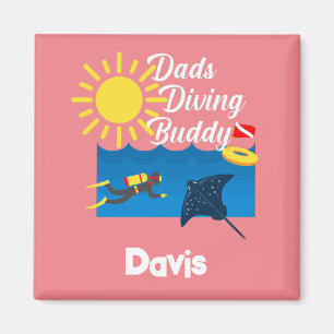 Dads Diving Buddy Design - Square Magnet