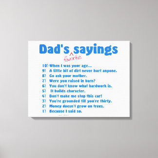 Dad's favourite sayings wrapped canvas gift.
