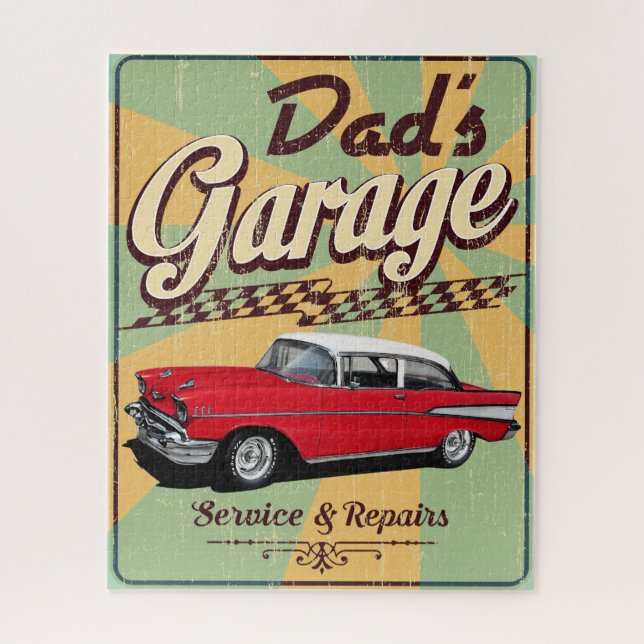 Dad's Garage 57 Chevy Jigsaw Puzzle (Vertical)