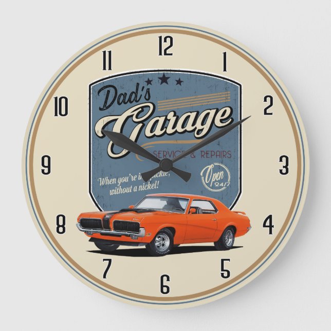 Dad's Garage Cougar Large Clock (Front)