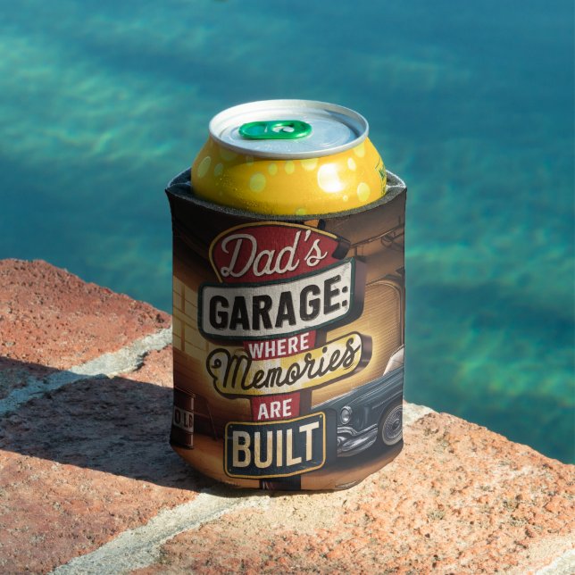 Dad's Garage Retro Vintage Automotive Sign Can Cooler (In Situ Pool)