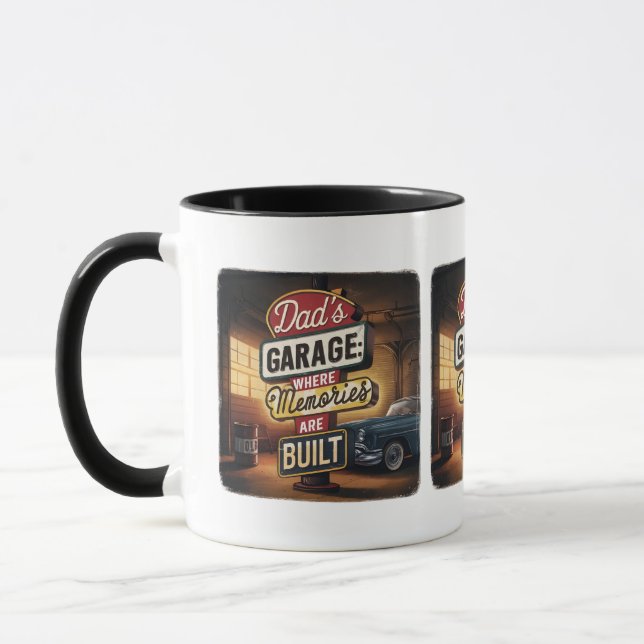 Dad's Garage Retro Vintage Automotive Sign Mug (Left)