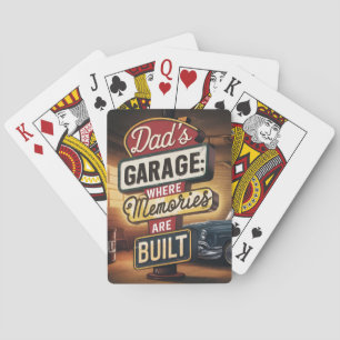 Dad's Garage Retro Vintage Automotive Sign Playing Cards