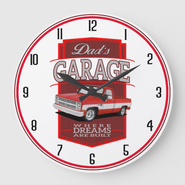 Dads' Garage Truck Large Clock (Front)