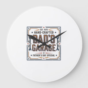 Dads Garage Vintage Fathers Day Large Clock