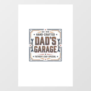 Dads Garage Vintage Fathers Day Window Cling
