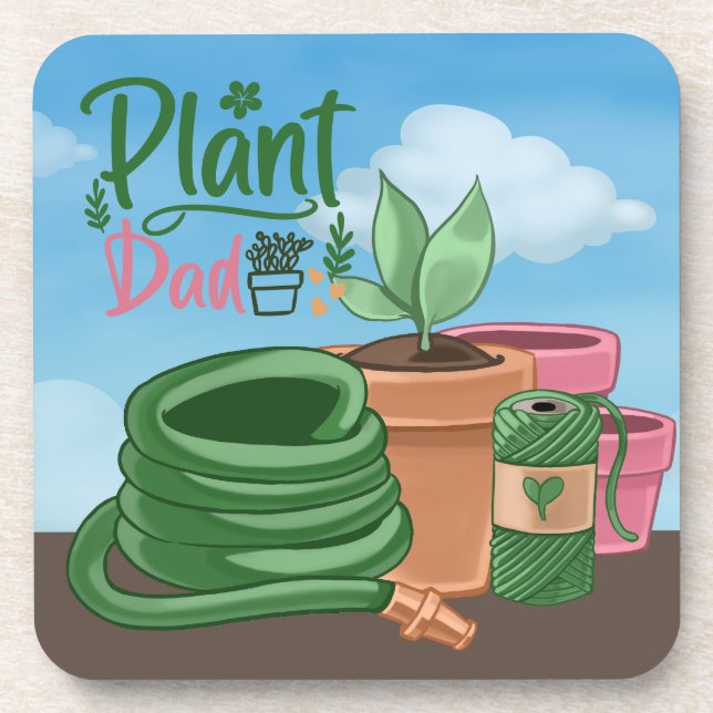 Dad's Garden gardening Father Hard plastic coaster (Front)