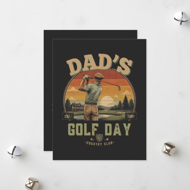 Dad's Golf Day Holiday Card (Front/Back In Situ)