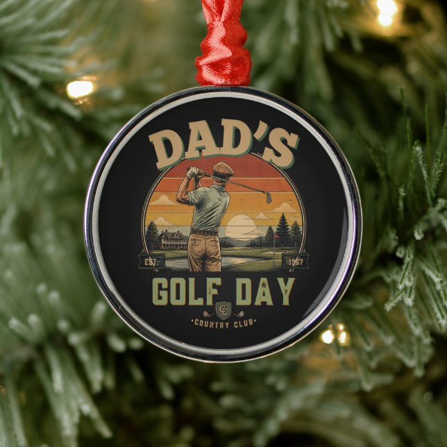 Dad's Golf Day Metal Ornament (Tree)
