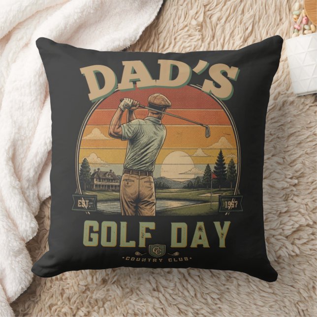 Dad's Golf Day Throw Pillow (Blanket)