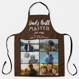 Dad's Grill Master Faux Leather 6 Photo Collage Apron