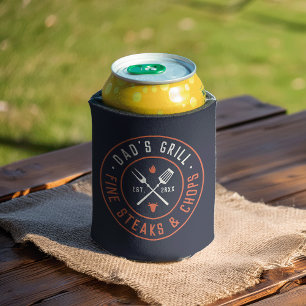 Dad's Grill Personalized Year Established Can Cooler