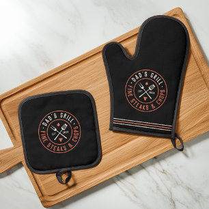 Dad's Grill Personalized Year Established Oven Mitt & Pot Holder Set