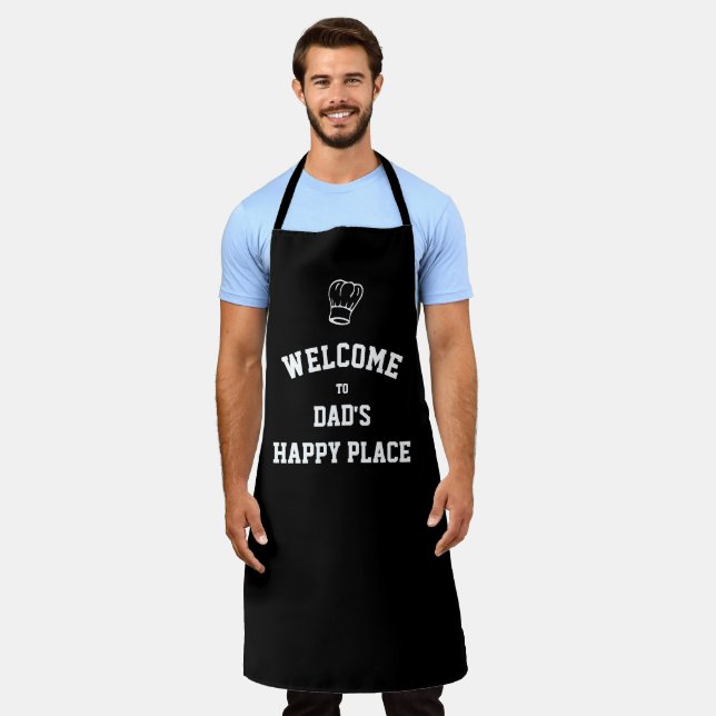DADS HAPPY PLACE | Chef Hat | Custom BLACK Apron (Worn)