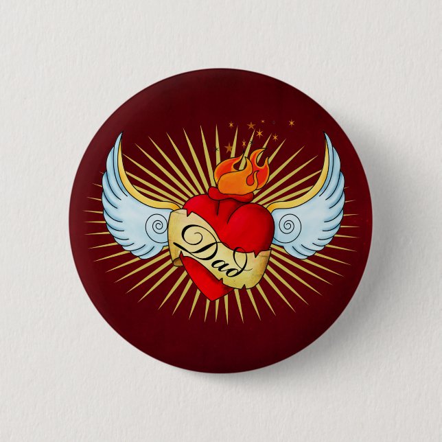 Dad's Heart 2 Inch Round Button (Front)