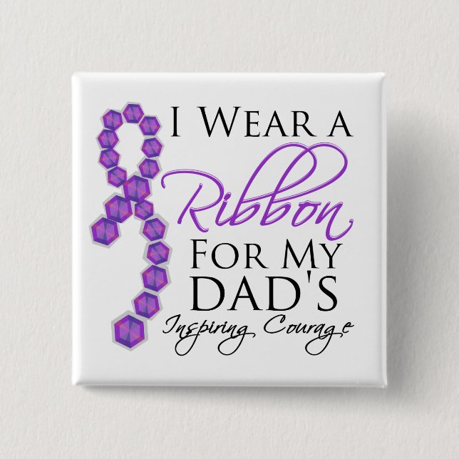 Dad's Inspiring Courage - Pancreatic Cancer 2 Inch Square Button (Front)