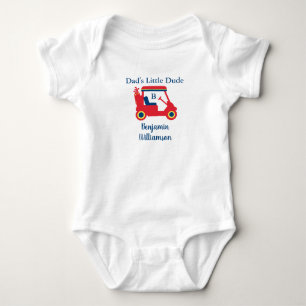 Dad's Little Dude Golf Cart Name Monogram  Baby Bodysuit