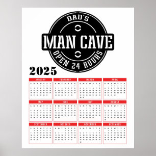 Dad's Man Cave 2025 Calendar Poster