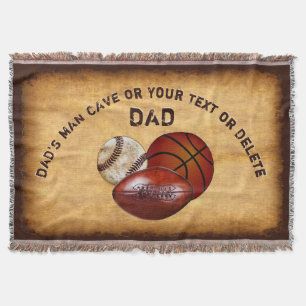 Dad's Man Cave Decor, Personalized Throw Blanket