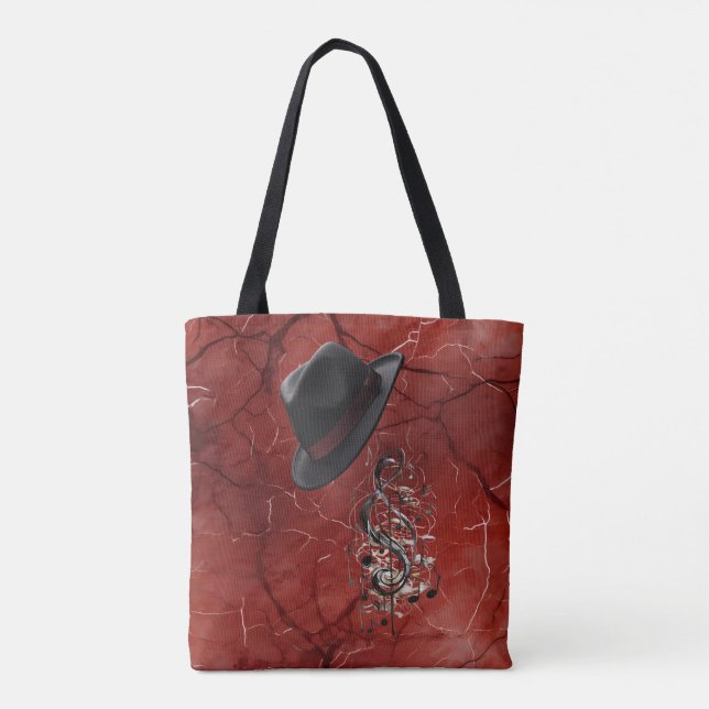 Dads Mood Music Fedora Medium Shoulder Tote (Back)