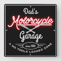 Dad's Motorcycle Garage Red Faux Neon Black 