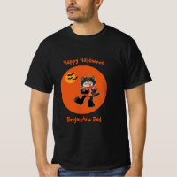 Dad's Name Halloween Cute Black Cat Moon Bats