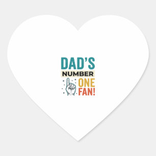 Dad's Number One Fan Vintage Family Design_1 Heart Sticker