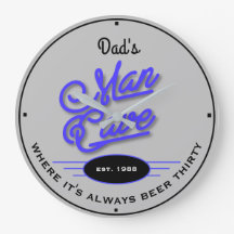 Dad's or Any Name Man Cave Retro Blue Gray Funny