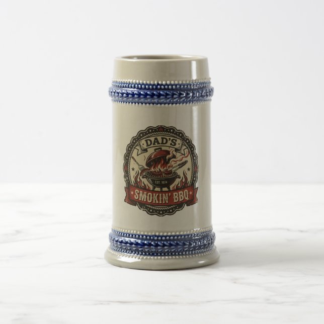 Dad's Smokin' BBQ Vintage Grill Beer Stein (Center)