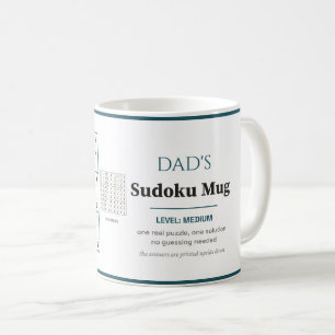 Dad's Sudoku Medium Real Puzzle Personalized Coffee Mug