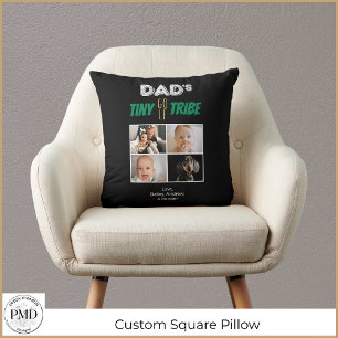 Dads Tiny Golf Tribe Custom Father's Day 4 Photo Throw Pillow
