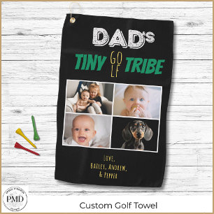 Dads Tiny Golf Tribe Custom Father's Day 4 Photo Towel