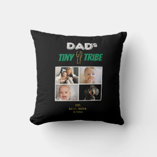 Dads Tiny Golf Tribe Fathers Day 4 Photo Black Throw Pillow