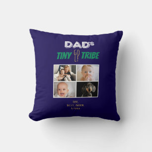 Dads Tiny Golf Tribe Fathers Day 4 Photo Navy Blue Throw Pillow