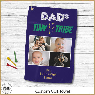 Dads Tiny Golf Tribe Fathers Day 4 Photo Navy Blue Towel