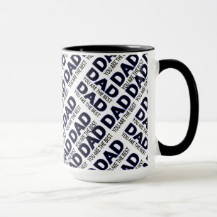 Dad's Typography Print Black 15 oz Ringer Mug
