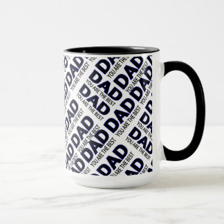 Dad's Typography Print Black 15 oz Ringer Mug