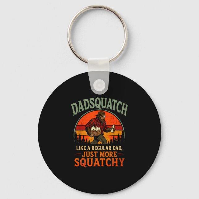 Dadsquatch retro bigfoot like a regular dad more keychain (Front)