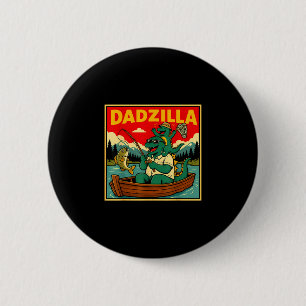 Dadzilla fishing dinosaur father and son retro  2 inch round button