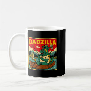 Dadzilla Fishing Dinosaur Father And Son Retro Coffee Mug
