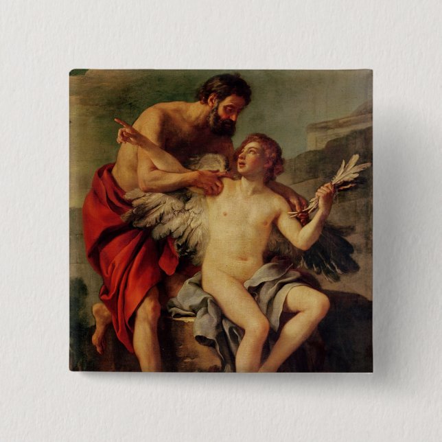 Daedalus Attaching Icarus' Wings, c.1754 2 Inch Square Button (Front)