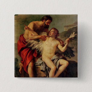 Daedalus Attaching Icarus' Wings, c.1754 2 Inch Square Button